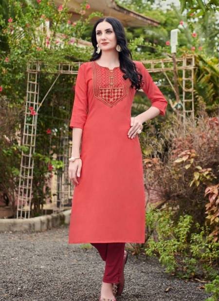 Pink olour VARDAN CLOUD 2 Fancy Ethnic Wear Cotton With Embroidery Kurtis Collection 325